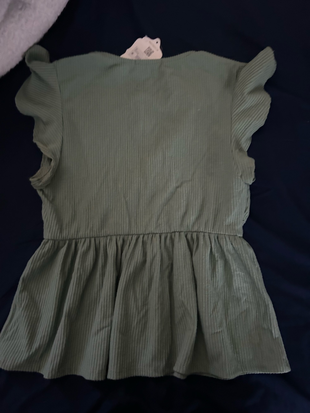 Altar'd State Sage Green Ribbed Peplum Crop Top
